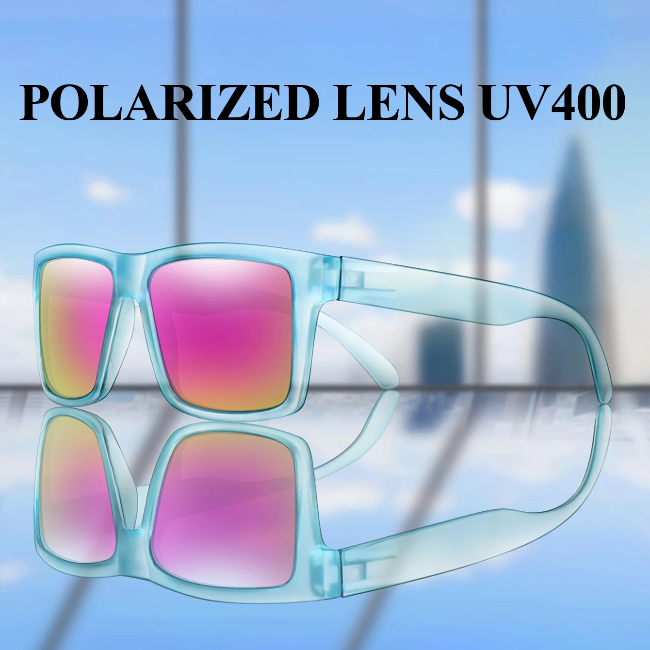 Polarisierte Herren- und Damen-Sonnenbrille, klassische quadratische Sonnenbrille mit UV-Schutz für Outdoor-Radfahren, Angeln, Fahren, bunte Gläser