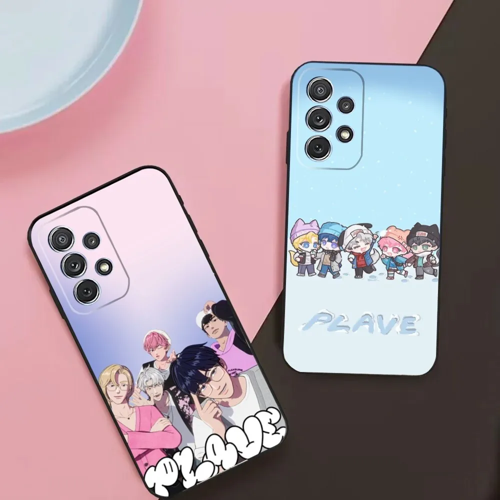 

Cute P-PLAVE Phone Case For Samsung Galaxy A13,A21s,A22,A31,A32,A52,A53,A71,A80,A91 Soft Black Phone Cover