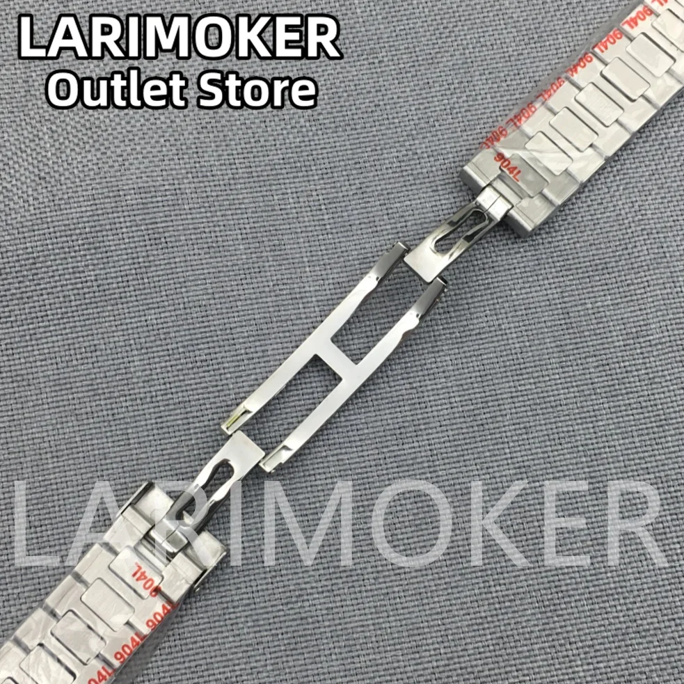 LARIMOKER 13-22mm szerokość pasek do zegarka ze stali nierdzewnej bransoletka srebrny czarny dwukolorowe złoto/różowe złoto bransoletka zapięcie pasuje do obudowy 40mm