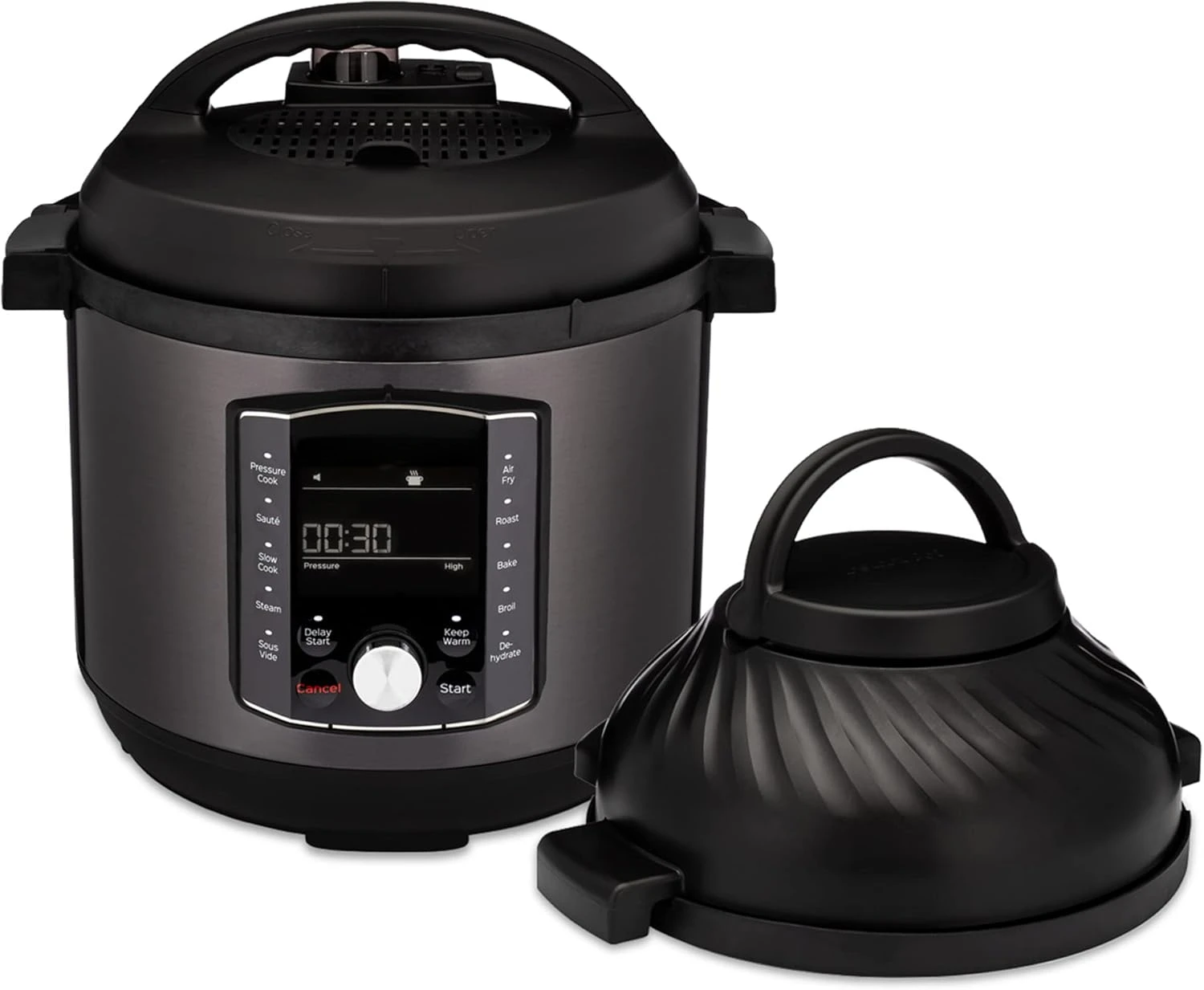 Pot Pro Crisp 11-in-1 Air Fryer and Electric Pressure Cooker Combo with Multicooker Lids that Air Fries, Steams, Slow Co