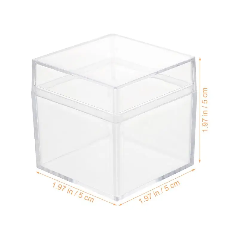 12Pcs Acrylic Box Packing Box Clearcontainers Lid Boxes Favor Candy Box Gift Container Organizer Candy Cube Display Storage