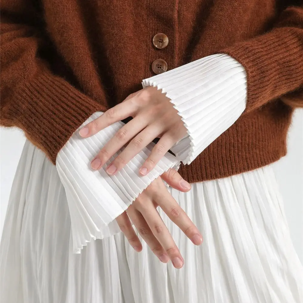 Ruffles Pleated Fake Sleeves Detachable Cuffs Chiffon Fake Flared Sleeves Sweater Horn Cuffs Lolita Hand Wrist Cuffs