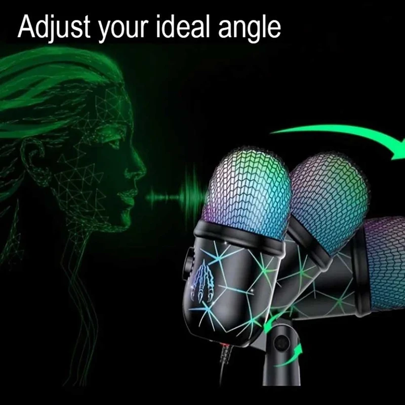 طقم ميكروفون RGB لتسجيل الألعاب ، لعبة الأسلاك ، التسجيل المباشر ، بث الاستوديو ، الكمبيوتر المحمول ، الرياضات الإلكترونية