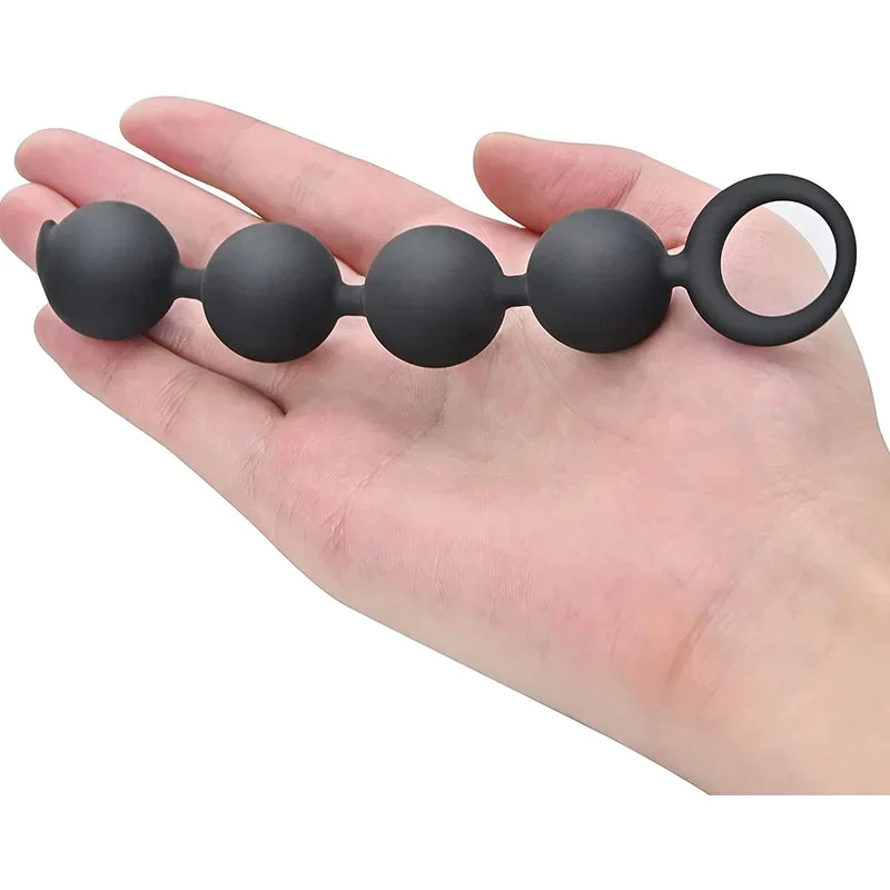 Cuentas Anales de silicona para adultos, tapón Anal de 5,9 pulgadas, enlace de cadena Anal de cuatro bolas con anillo de tracción seguro, juguete sexual para pareja masculina y femenina