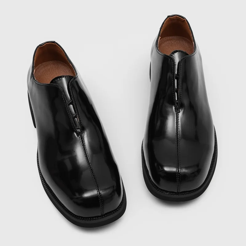 Business Man Derby Shoes Black Color British Style Casual Trendy Leather Shoes for Office Wear Loafers Sizes 38-46 Men Shoes