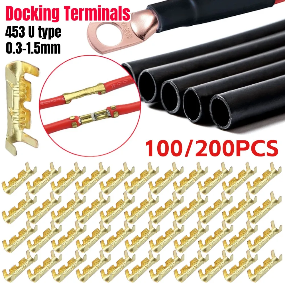 

100/200Pcs Docking Terminals Push Button Quick Connect Terminals U Type 0.3 to 1.5 Mm2 Connectors Dual Connector Terminals