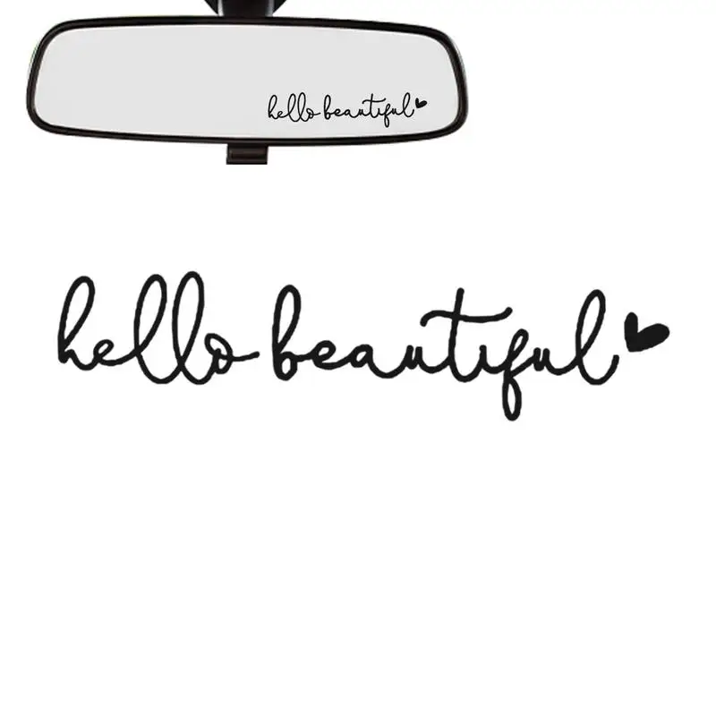 

Hello Beautiful Rearview Mirror Decal Waterproof Rear View Mirror Decal Auto Sticker Hello Beautiful Sign Chic Car Decal