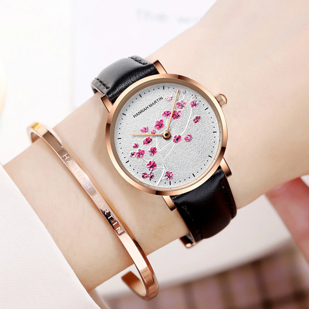 Japan Quartz Movement 10D Red Plum Blossom Genuine Leather Band Female Watch Ladies Wristwatches New Design Watches For Women