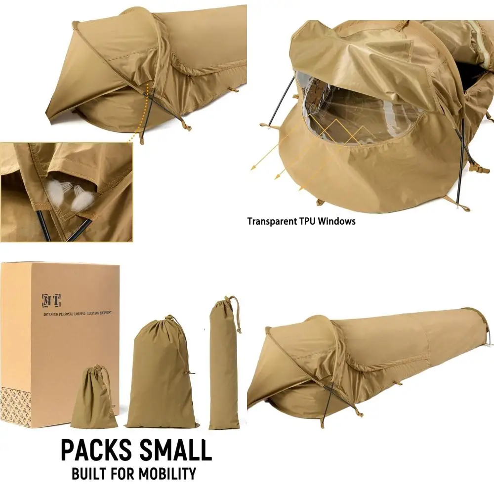 

Compact Stealth Single-Pole Bivy Cover for Modular Sleeping Bags, Mosquito Net, Waterproof & Breathable, Minimalist Outdoor Shel