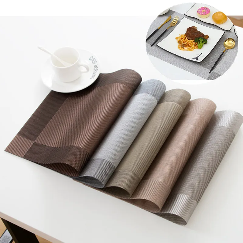 PVC Washable Placemats for Dining Table Mat Non-slip Placemat Set In Kitchen Accessories Cup Coaster Set Wine Pad Coasters