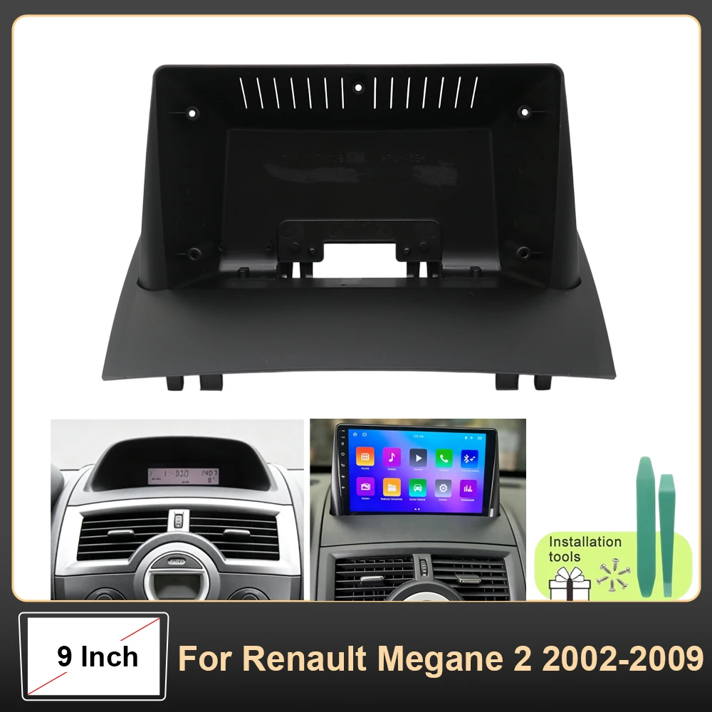 9 Inch Car Dash Fascia Frame With Wire Sleeve Canbus Accessories For Renault Megane 2 2002-2009 Android Radio Dashboard Panel