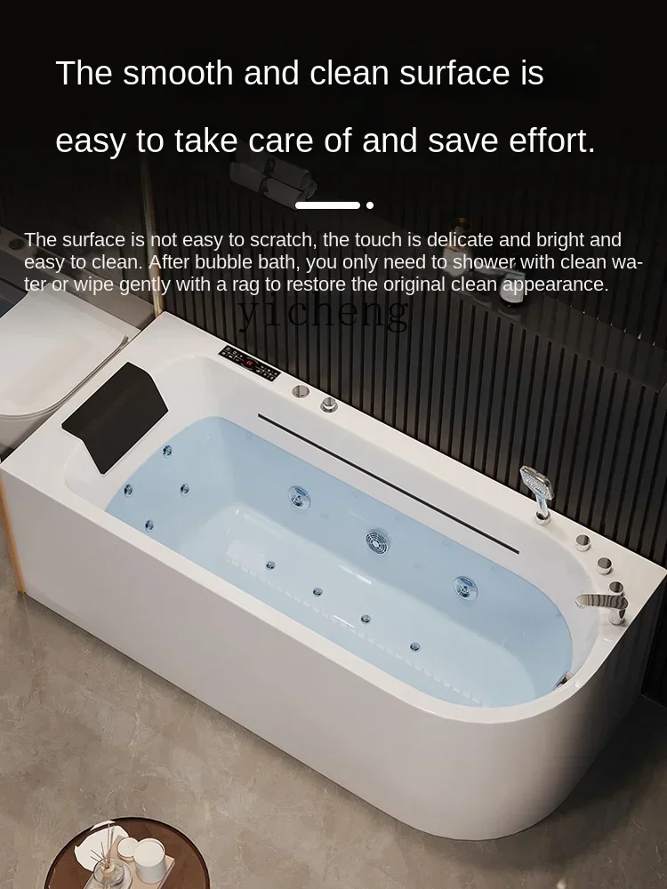 

b7-acrylic waterfall smart thermostatic bathtub household adult fan bath