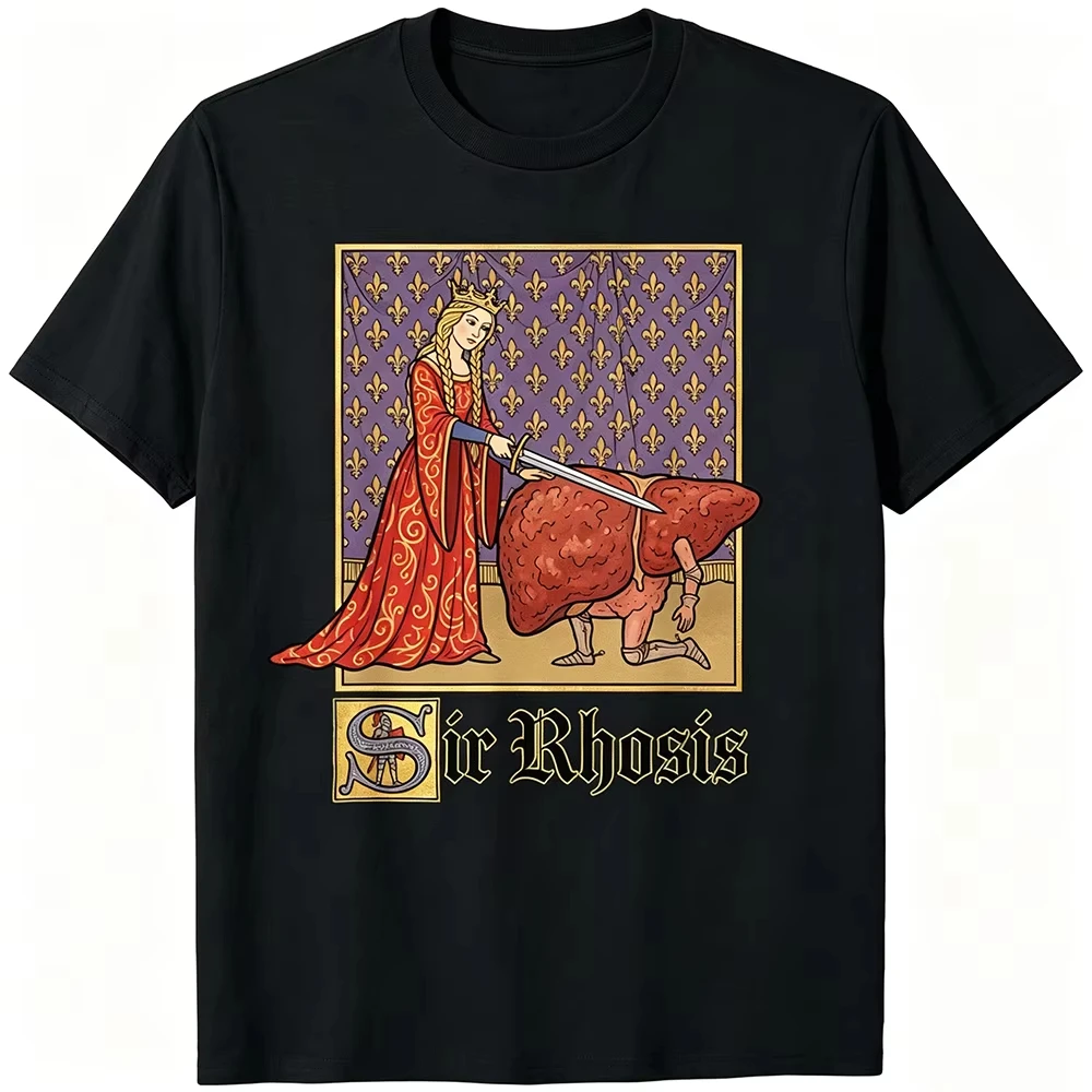 Funny Sir Rhosis T Shirts Men Medieval Cirrhosis Liver Graphic Tees Vintage Doctor Medical Humor Tops Weird Core Meme T-Shirt