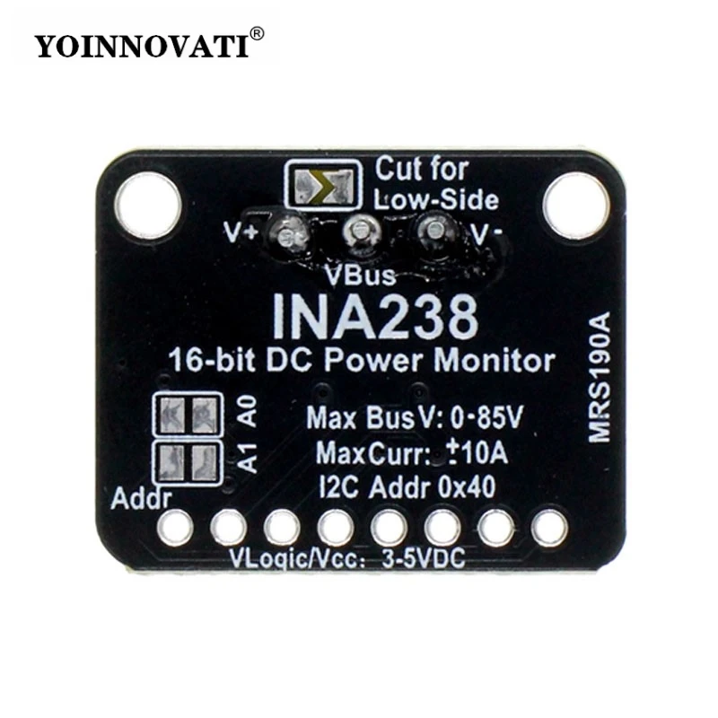INA238 DC Current, Voltage, and Power Monitor Module 20-Bit, High-Side Measurement, Compatible with STEMMA QT / Qwiic Connectors