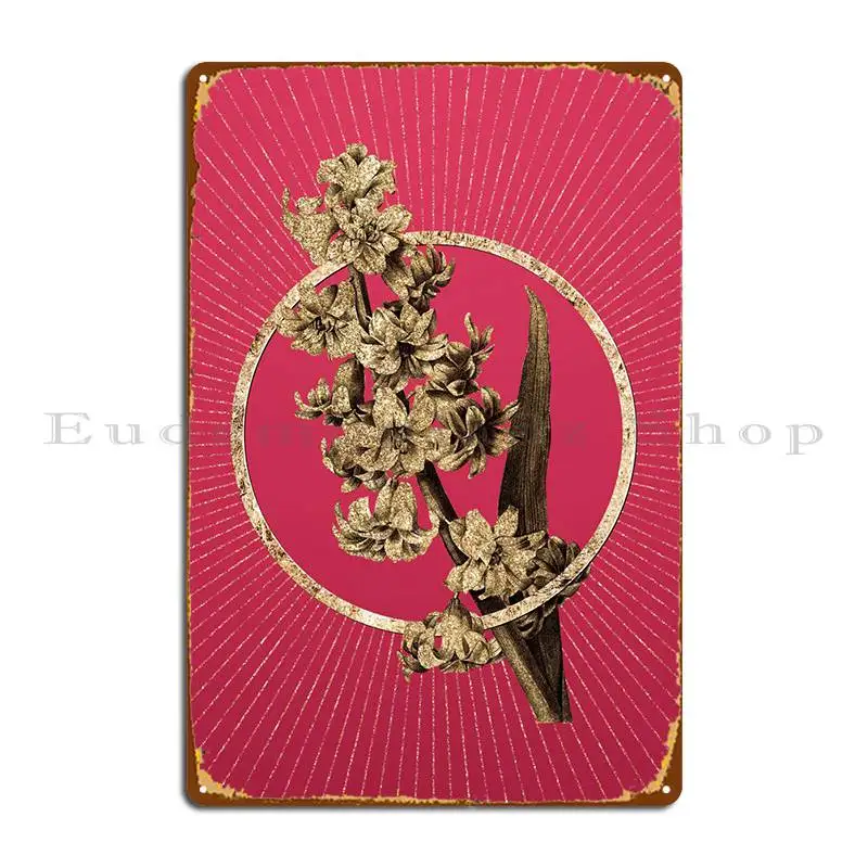 Gold Oriental Hyacinth Metal Sign Kitchen Wall Custom Customize Wall Design Tin Sign Poster