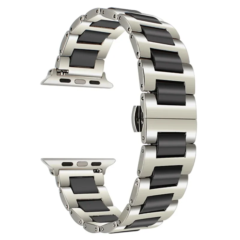 Ceramic+Metal Strap for Apple Watch Ultra/2 10 9 8 7 6 5 4 SE Stainless Steel Bracelet IWatch 49mm 46mm 45mm 41mm 44mm 40mm 42mm