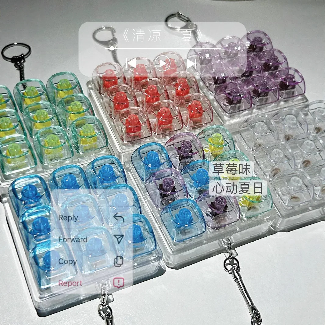 夏透明 9 キー指先ストレスリリーフおもちゃ楽しい指クリッカーおもちゃ ECD メカニカルキーボードテスターそわそわキーホルダーチャーム