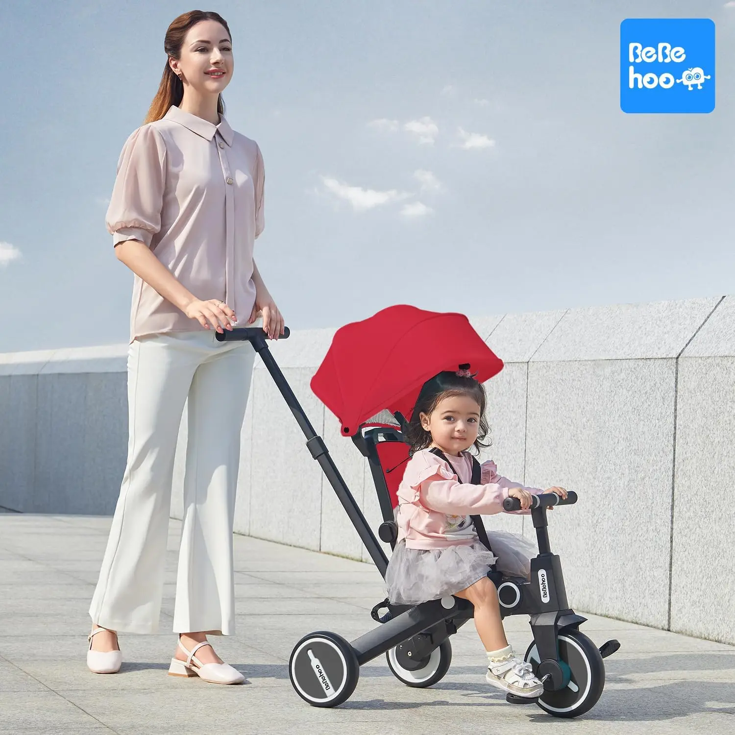 Driewieler Kinderwagen Voor Peuter, Opvouwbare Baby Driewieler, Kinderfiets Met Duwhendel, Peuters Kinderwagen Fiets Met 1 Tot 5 Jaar