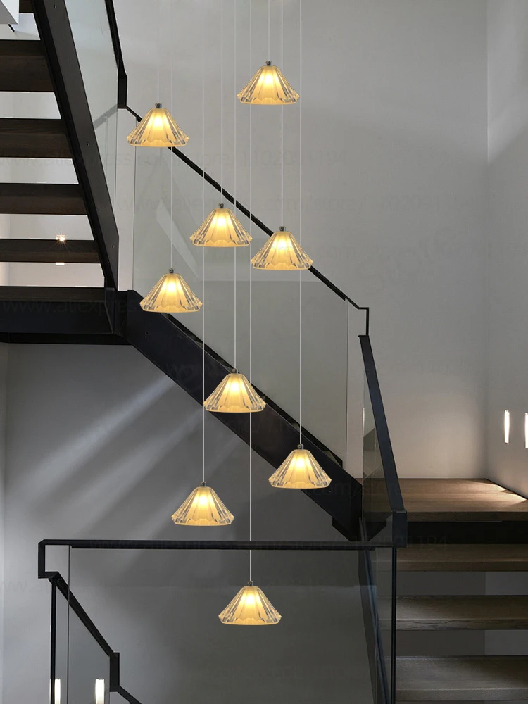 Led Chandelier Nordic Luxury Villa Indoor Lighting Attic Home Decoration Restaurant Lamps Ceiling Modern Staircase Pendant Light
