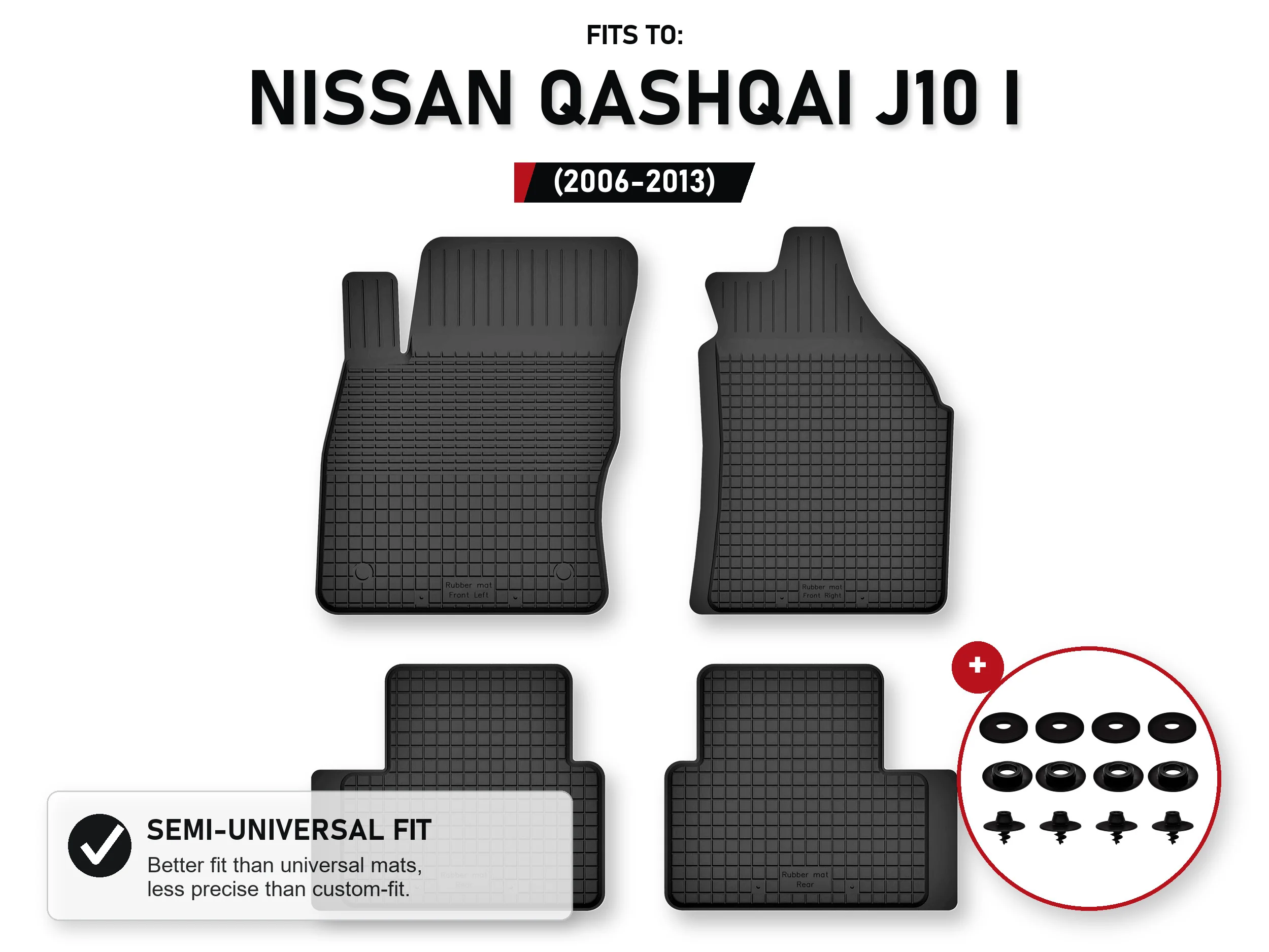 Tapijten in de auto Voor: Nissan Qashqai J10 I 2006-2013 4 stuks Ze Stoperami
