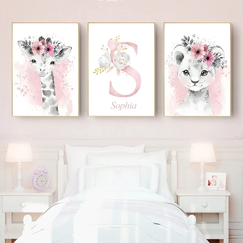 Nordic Baby Plakat Imię Spersonalizowana Dziewczyna Sypialnia Pokój Dziecięcy Dekoracja Be Fill Toile Mural Affile Cuadros Decorativos