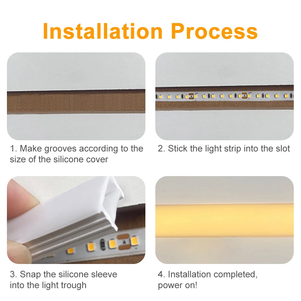 Recessed LED Neon Tube Silicone Gel Covering Flexible Embedded IP67 Waterproof for WS2812B WS2811 COB Strip Light Indoor Outdoor