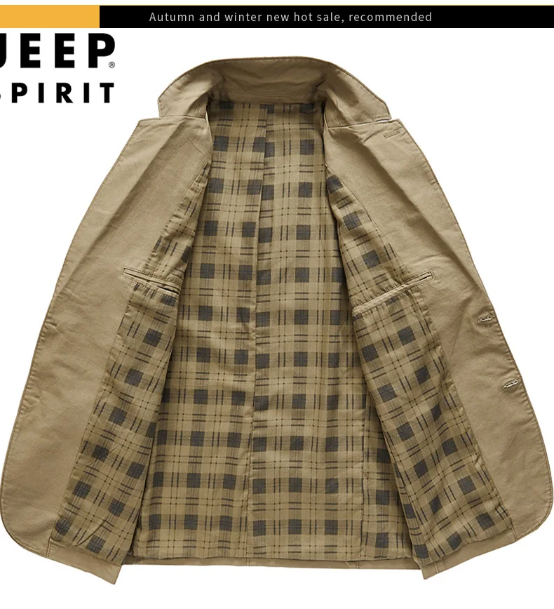 JEEP SPIRIT Men\'s Blazer Jackets Spring and Autumn New Fashion Business Casual Plus Size Men\'s Coat High Quality