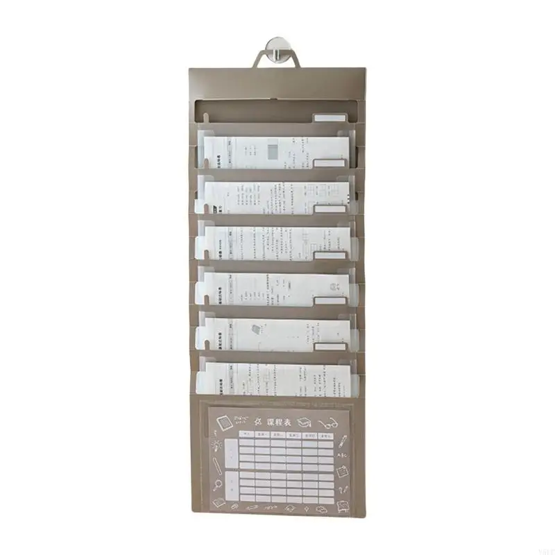 6 Pocket Wall Hanging File Folder Expanding Document Organizers with Handle Space Saving Wall Hanging Document Bag