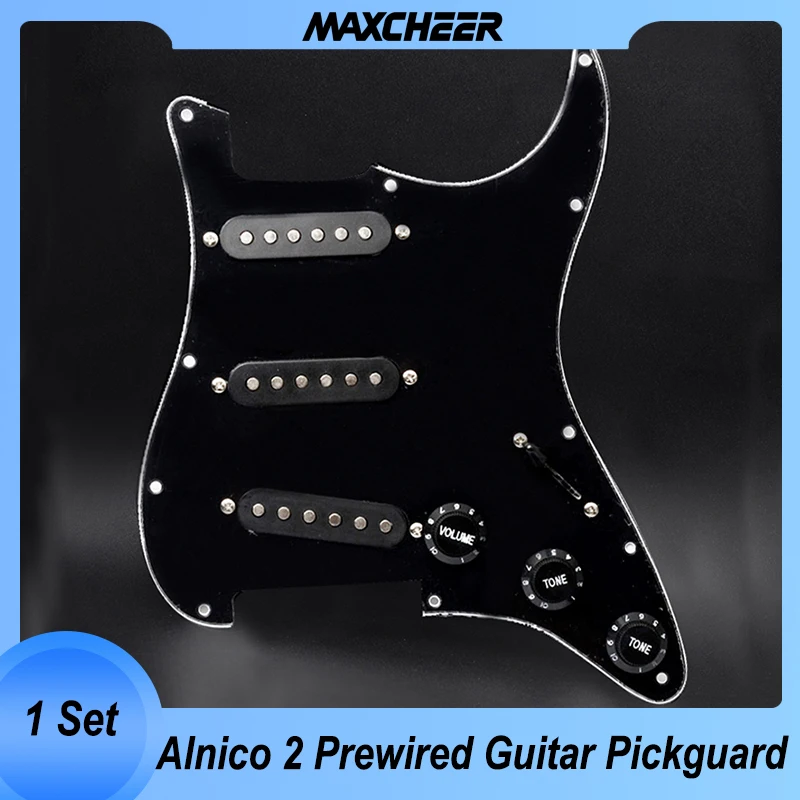 

Alnico 2 Prewired ST Pickguard 3 Single Coil Pickups Loaded Electric Guitar Pickguard Multi Colour