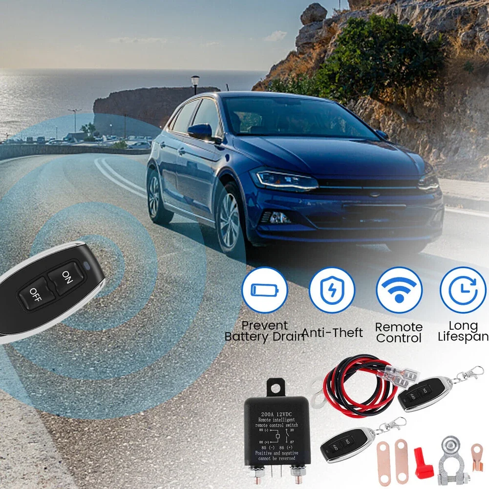 Anti-Theft Car Battery Switch Relay 12V 200A Wireless Remote Control Battery Disconnect Cut Off Isolator Switch Car Accessories