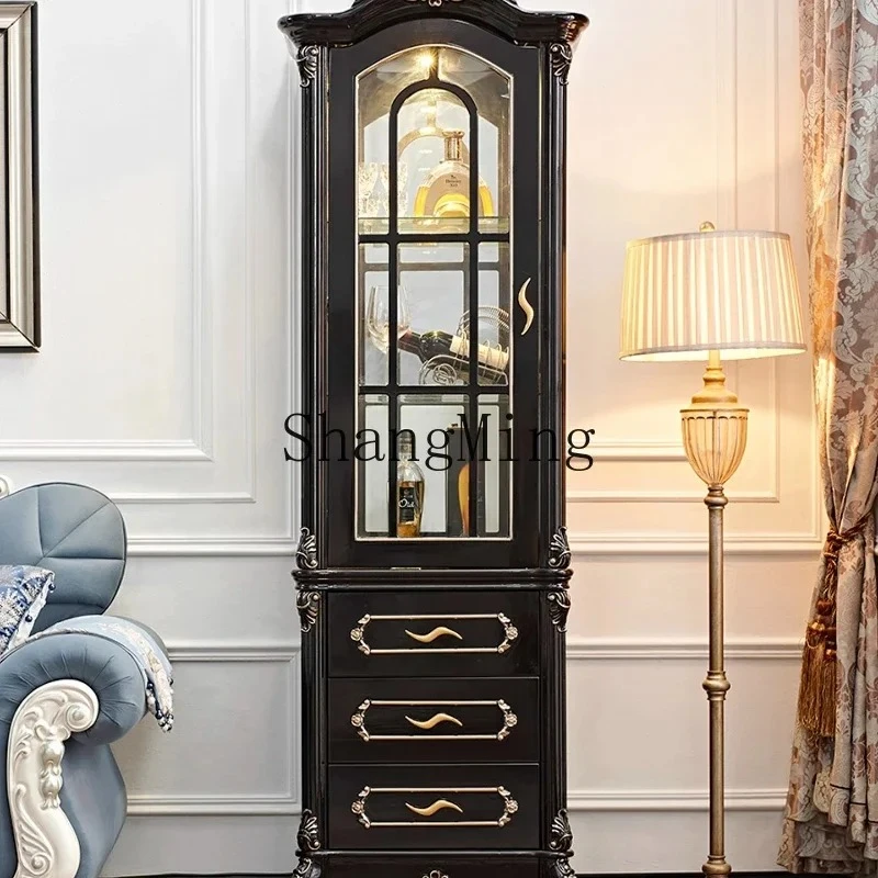 

FG Double Door Wine Cabinet Living Room Home Retro Drawer Storage Cabinet Display Sideboard