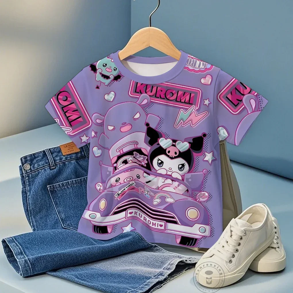 

Sanrio Kuromi My Melody Anime 3D Print Tee Cool Summer Short Sleeve Round Neck Top For Kawaii Kids 3-14 Years Streetwear Fashion