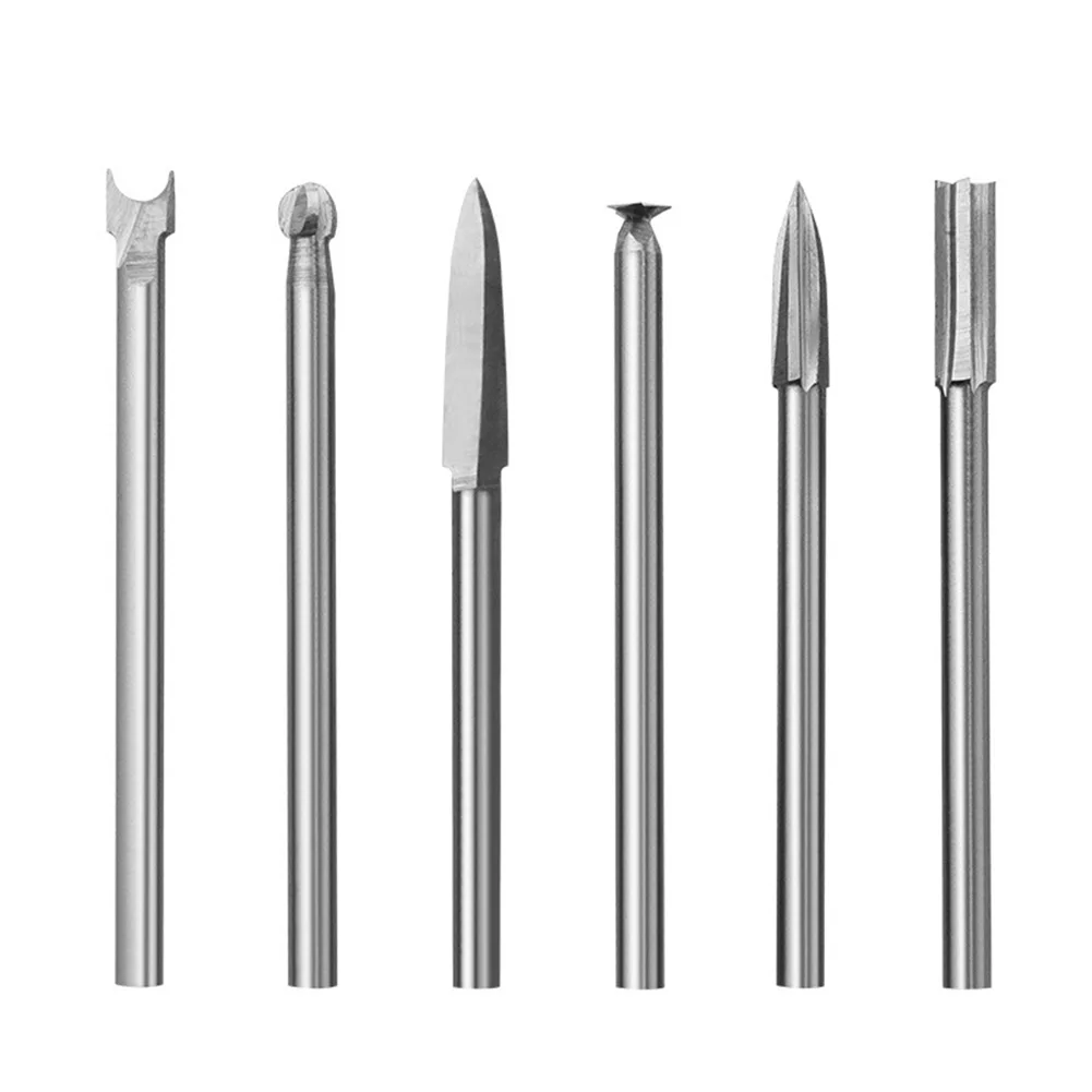

5/6pcs Wood Carving Drill Bits 3mm Shank Engraving Drill Milling Bit For Wood Handmade DIY Carving Making Woodworking Tool