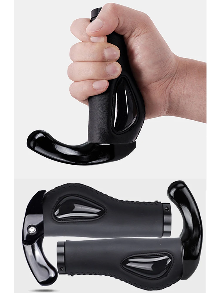Radfahren Abschließbare Griff Bar Grip Anti Überspringen Rennrad Lenker Aluminium Legierung Leder Komfortable Mountainbike Zubehör – Detail 10
