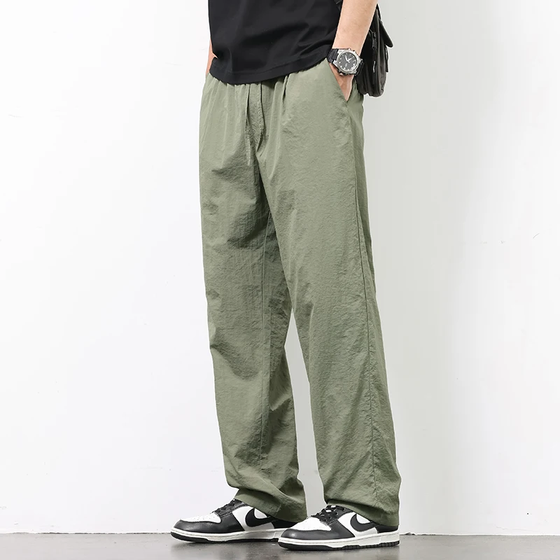 

Мужские брюки из ледяного шелка, новинка лета 2023, черные, серые, тонкие деловые повседневные брюки, уличные эластичные дышащие прямые спортивные штаны