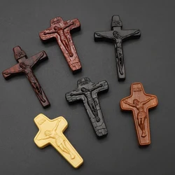 Sandalwood Jesue Cross Pendants for Necklace Men and Women Religious Christian Catholic Amulet Wooden Jewelry