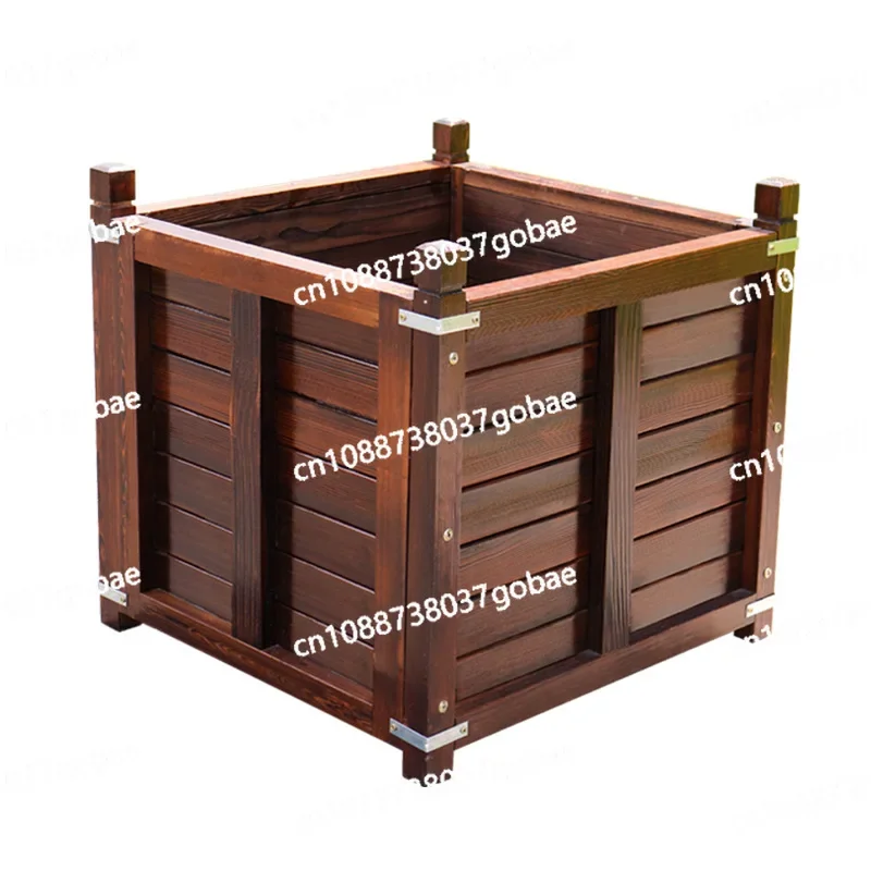 Wood Flower Box Outdoor Courtyard Rooftop Special Tree Planting Box Extra Large Square Planting Box Outdoor Flower Slot