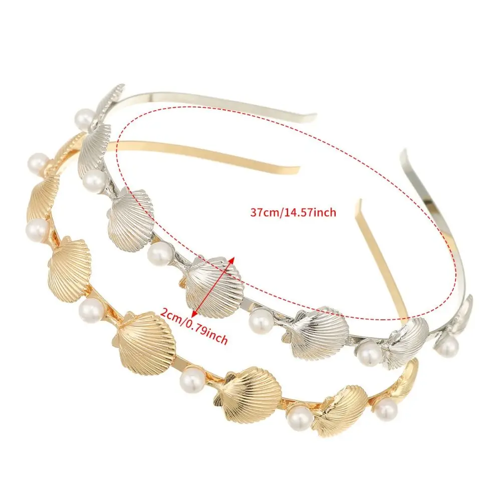Korean Headpiece Gold Color Starfish Shell Headband Silver Irregular Pearl Hair Hoop Chic Elegant Crown Tiaras Women view 6