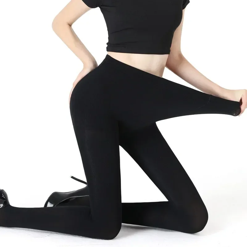 Frauen warme Winter Leggings Strumpfhosen hohe Taille einfarbig Samt verdickt Samt Legging dehnbare schwarze Haut Strümpfe