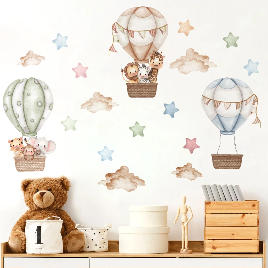 Cartoon Kids Room Wall Decor Stickers Hot Air Balloon PVC Removable Decals for Home Decoration Art Waterproof Eco-friendly Mural