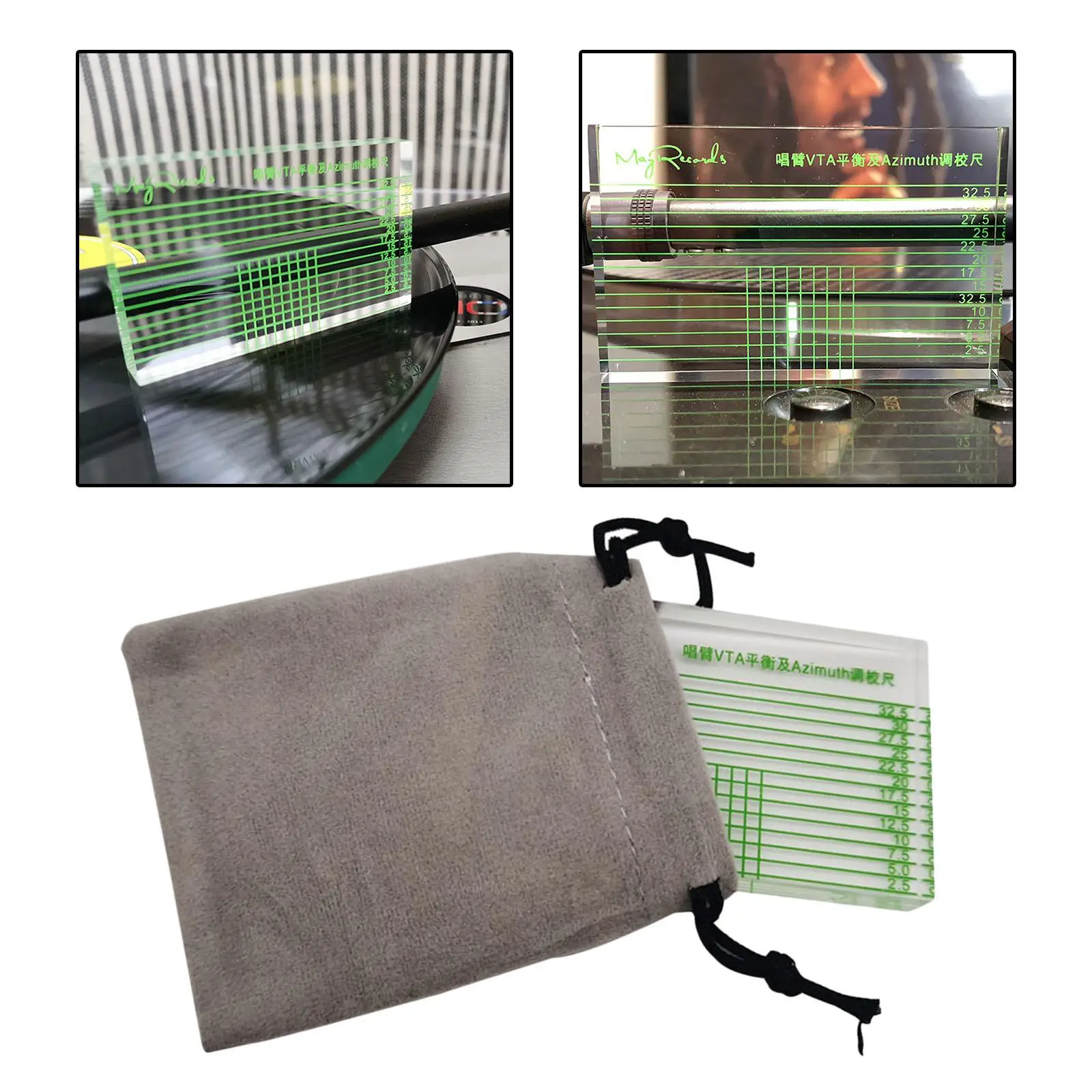 LP Tonearm VTA Cartridge Azimuth Alignment Ruler Headshell Block