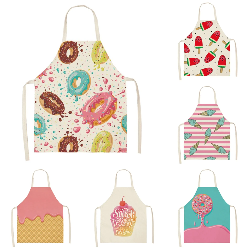 Cartoon cute pattern printed apron men\'s housekeeping cleaning sleeveless apron kitchen cooking cooking apron