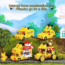 Anime Action Figures Pikachu Car Classic Anime Center House Pikachu Mewtwo Charizard Venusaur Building Blocks Bricks Sets Toy