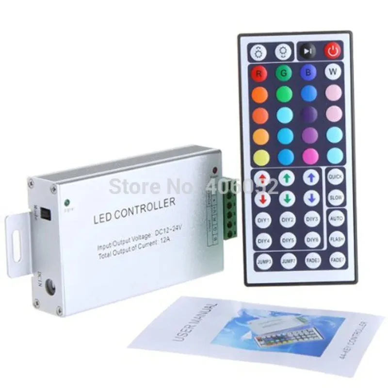 4pcs/lot Aluminum Shell 12A 12-24V DC Rgb 44 Key Ir Remote Controller for Rgb Smd Strip Rgb Controller for Led Strip Lights