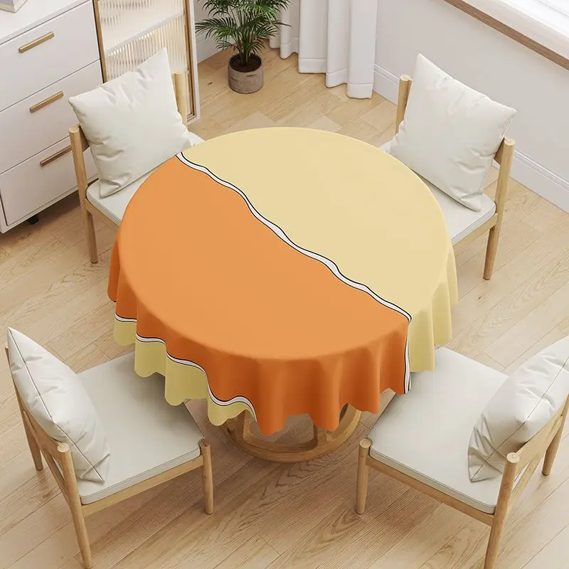 

Table Cloth Round Modern Style Simple Waterproof Tablecloth Diameter 140cm Pvc Fabric Oilproof Water Resistant Table Cover