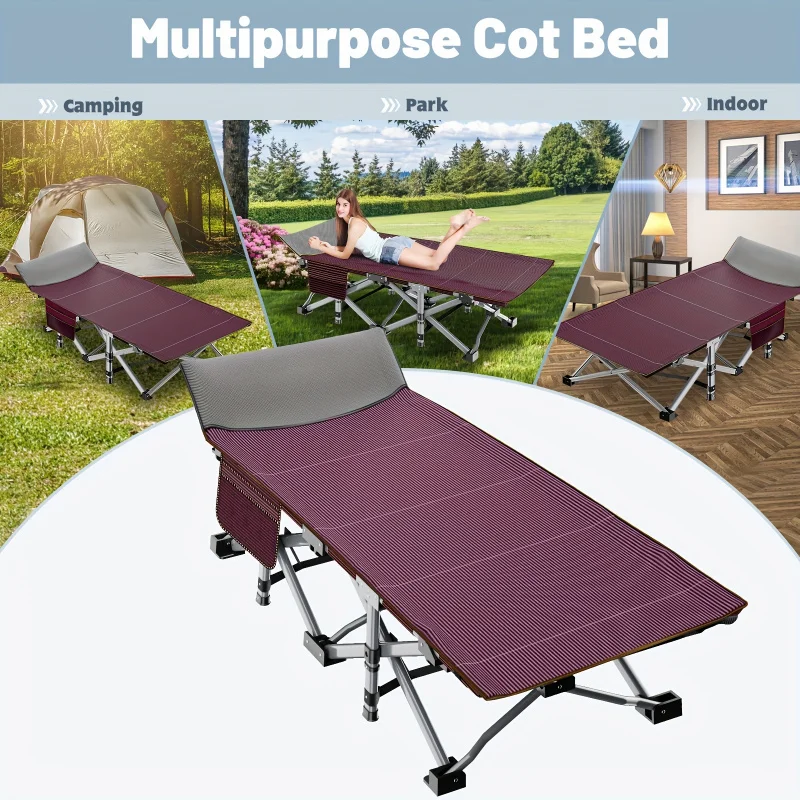 Portable Folding Bed For Adults - Rollaway Guest Bed Sleeping Cot With Mattress - Outdoor Camping Cot With Carry Bag