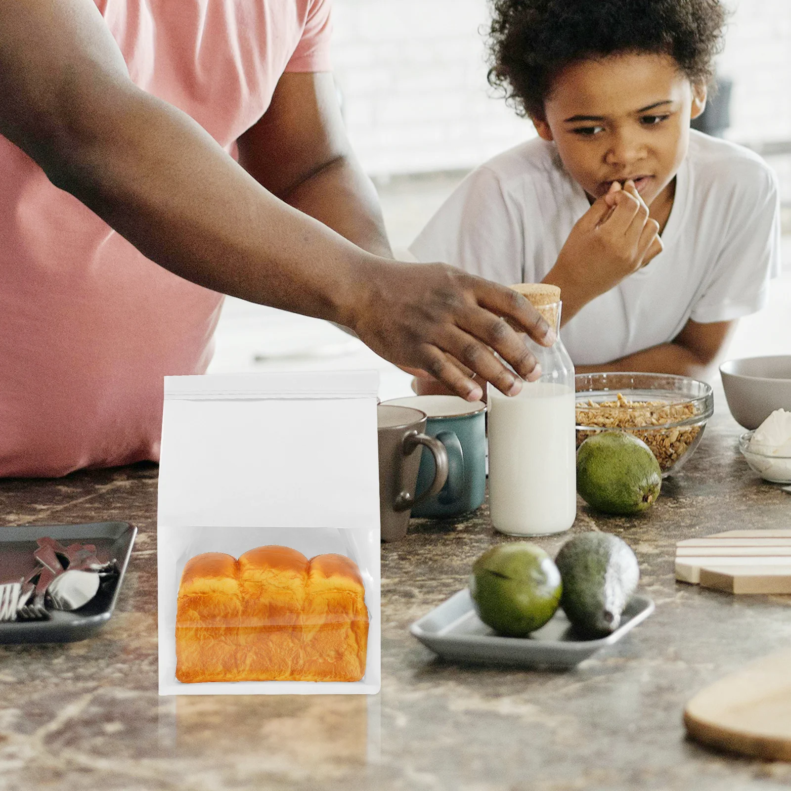 50 Uds. Bolsas de embalaje para tostadas, ventana transparente, bolsas de papel duraderas para pan, autosellantes, galletas, sándwich, embalaje para hornear