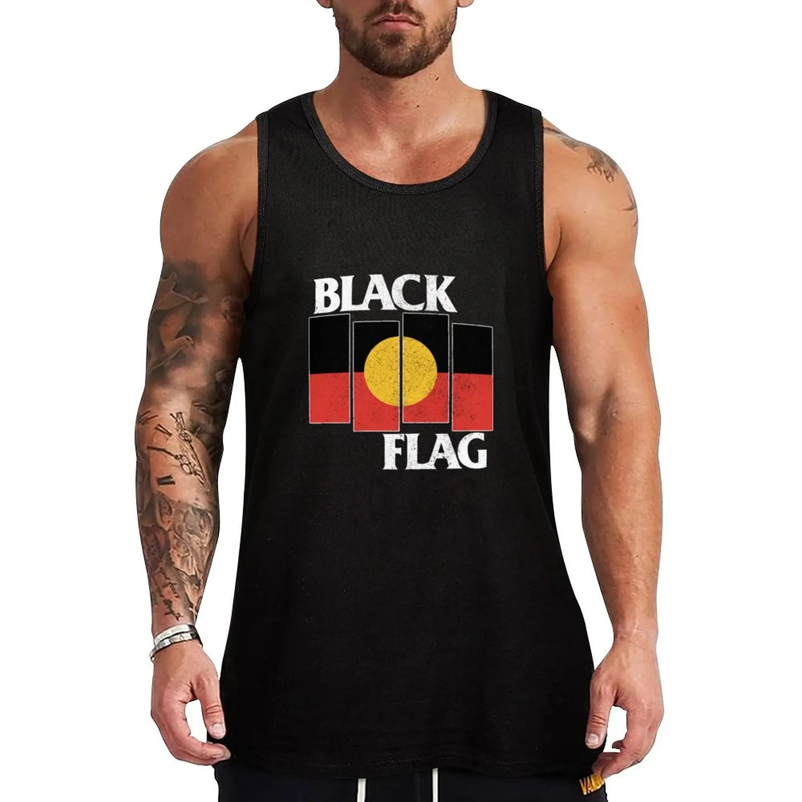 

Indigenous Black Flag [Black Worn Look] Tank Top gym clothes man Men's gym articles T-shirt men Vest for boy