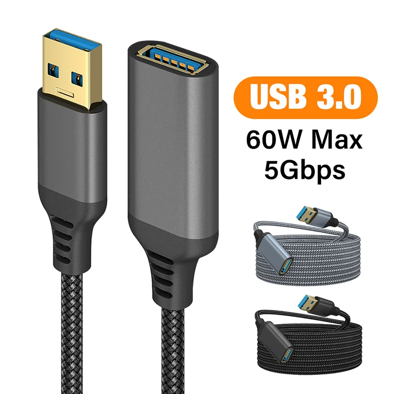USB-Verlängerungskabel Buchse auf Stecker Verlängerungskabel USB 3.0 Nylon Hochgeschwindigkeitsübertragung Datenkabel für Kamera TV Drucker Webcam