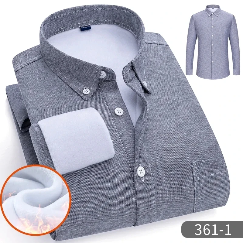 Asian Size Mens Striped Long Sleeve Padded Shirts, Single Button Square Collar Winter Thick Shirt, Business Casual Warm Top.